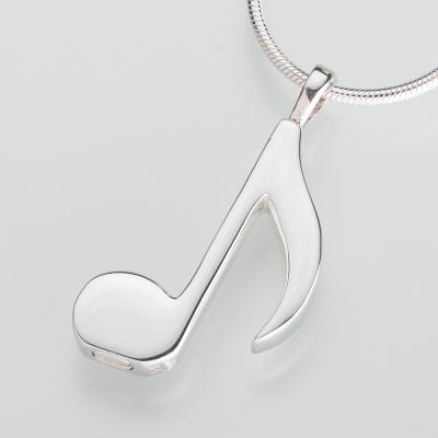 sterling silver music note cremation pendant necklace